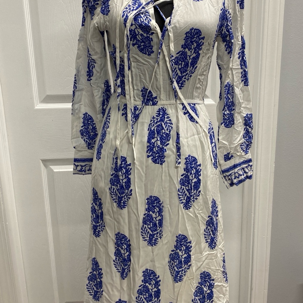 Blue and White Floral Women's Dress